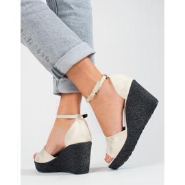 Sandalias mujer cuña alta Shelovet beige 3