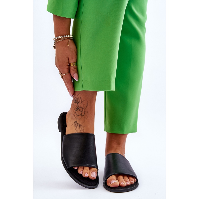 Pantuflas Mujer Piel Lisa Negro Cereza 1