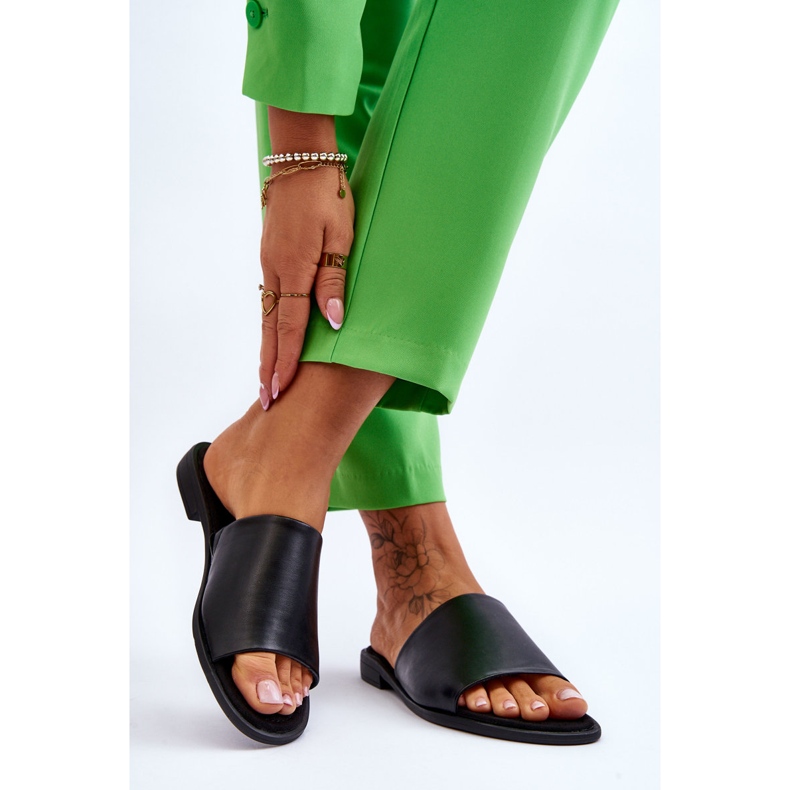 Pantuflas Mujer Piel Lisa Negro Cereza 2