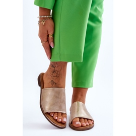 Aletas doradas de cuero de cuero para mujeres dorado 1