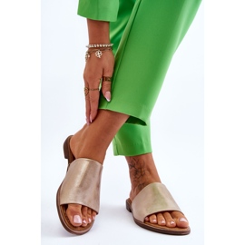 Aletas doradas de cuero de cuero para mujeres dorado 2