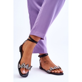 Sandalias De Mujer Con Mariposas Decorativas Jeane Negro 2