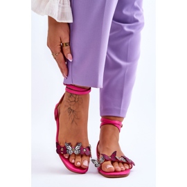 Sandalias De Mujer Con Mariposas Decorativas Jeane Fucsia rosa 1