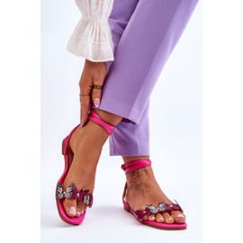 Sandalias De Mujer Con Mariposas Decorativas Jeane Fucsia rosa 2
