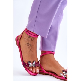Sandalias De Mujer Con Mariposas Decorativas Jeane Fucsia rosado 5