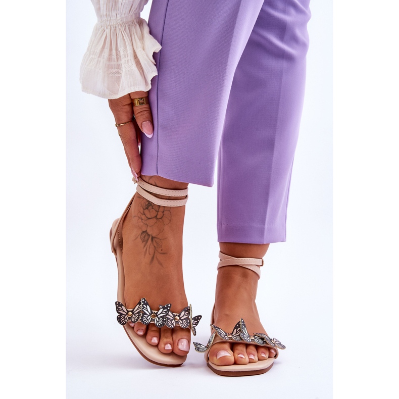 Sandalias De Mujer Con Mariposas Decorativas Jeane Beige marrón 1