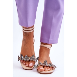 Sandalias De Mujer Con Mariposas Decorativas Jeane Beige marrón 3