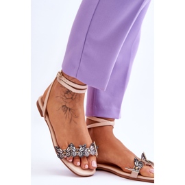 Sandalias De Mujer Con Mariposas Decorativas Jeane Beige marrón 5