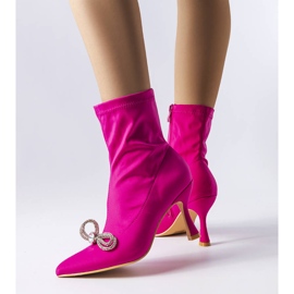 PA1 Botas rosas decoradas con un lazo Marte de circonitas 1