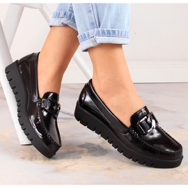 Mocasines de mujer lacados en la plataforma negra Sergio Leone MK757 negro 1