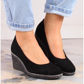 Zapatos de tacón de mujer en ante negro con cuña Potocki SZ12024 3