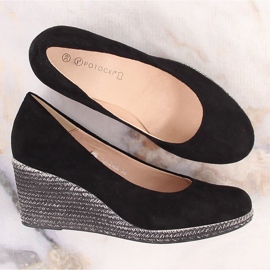 Zapatos de tacón de mujer en ante negro con cuña Potocki SZ12024 6