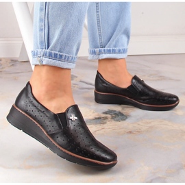 Zapatos cuña mujer negros calados Jezzi MR1840-12 2