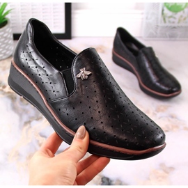 Zapatos cuña mujer negros calados Jezzi MR1840-12 4