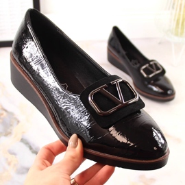Zapatos cuña mujer lacados en negro Jezzi RMR2265-3 3