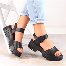 Sandalias mujer plataforma negras Vinceza SG23-7852 negro 1