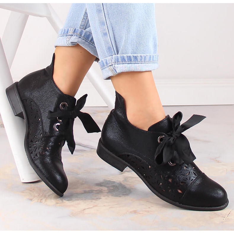 Botas planas mujer caladas negras Jezzi ASA142-6A negro 1