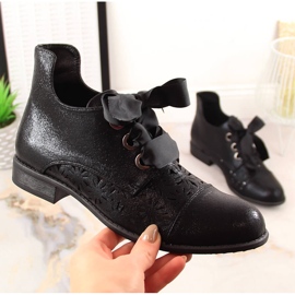 Botas planas mujer caladas negras Jezzi ASA142-6A negro 4