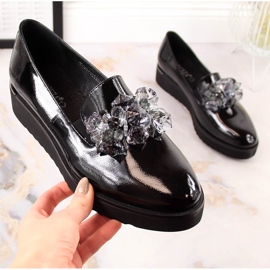 Zapatos mujer lacados con cristales negros Vinceza 10856 2