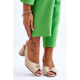 Sandalias de cuero de tacón alto Hette beige de moda 1