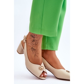 Sandalias de cuero de tacón alto Hette beige de moda 6