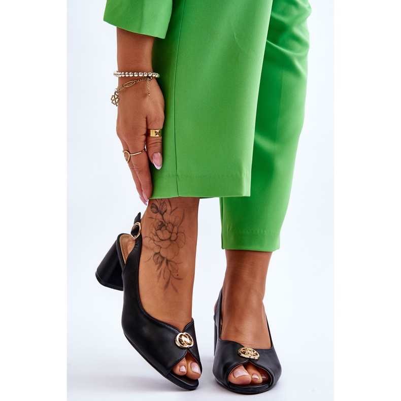 Sandalias de cuero negro de moda negro 1