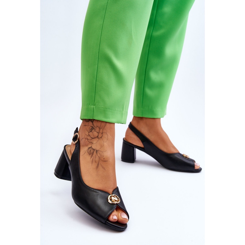 Sandalias de cuero negro de moda negro 2