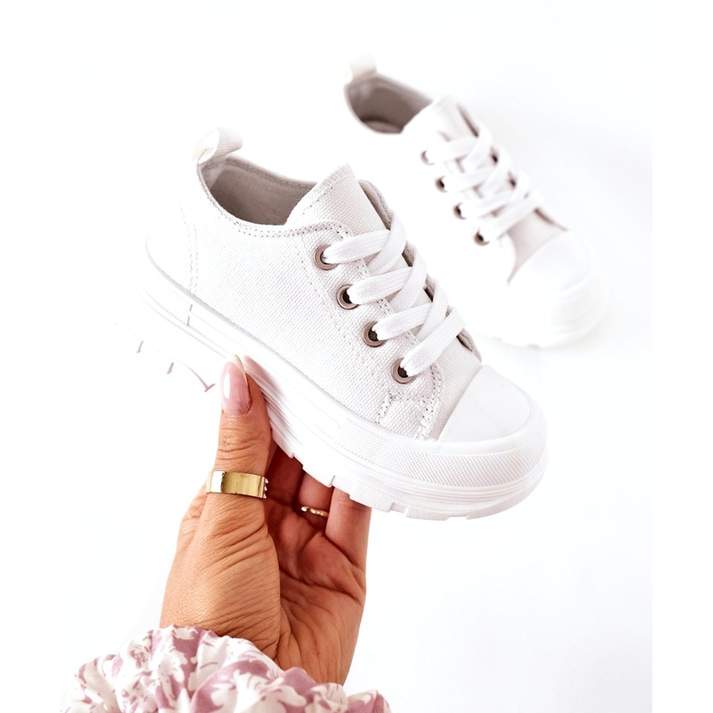 Zapatillas para niños en la plataforma blanca blanco 2