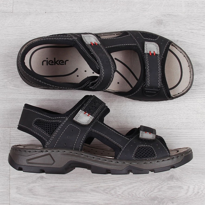 Sandalias hombre Rieker 26156 cómodas negras con velcro negro 1