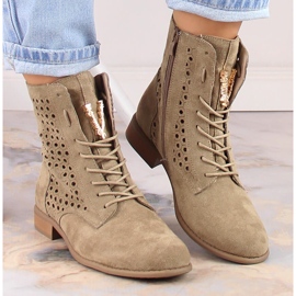 Botas de mujer Jezzi primavera en ante calado beige 3