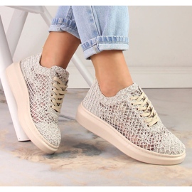 Zapatos de mujer con cordones en la plataforma beige Artiker 50C1117 5