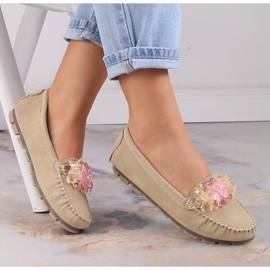 Mocasines mujer en piel con cristales beige Filippo DP4549 2
