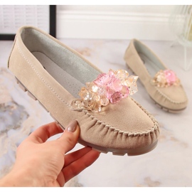 Mocasines mujer en piel con cristales beige Filippo DP4549 5