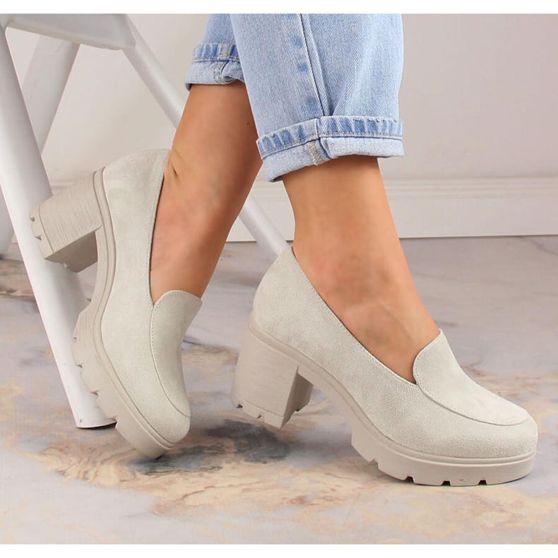 Zapatos de mujer ante y plataforma grises Potocki SZ12040 beige 1
