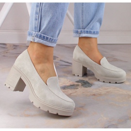 Zapatos de mujer ante y plataforma grises Potocki SZ12040 beige 2