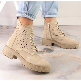 Botas de trabajo de primavera caladas para mujer beige Potocki SZ12093 2