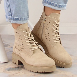 Botas de trabajo de primavera caladas para mujer beige Potocki SZ12093 3