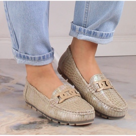 Mocasines de piel lacada para mujer beige cocodrilo Filippo DP3630/23 4