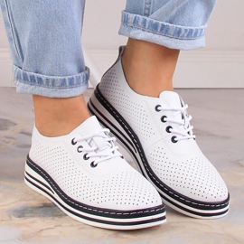 Zapatos cuña mujer en piel blanco T.Sokolski W23-01 4