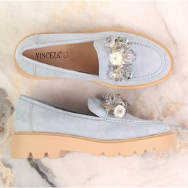 Mocasines de mujer en ante con cristales azules Vinceza 10863 gris 4