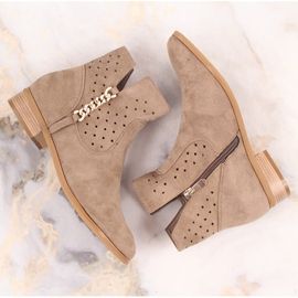 Botines mujer ante calado beige oscuro Vinceza 10885 4