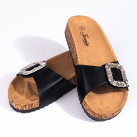 Cómodas zapatillas negras de mujer en la plataforma Shelovet negro 5