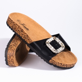 Cómodas zapatillas negras de mujer en la plataforma Shelovet negro 6