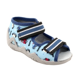 Pantuflas infantiles befado con velcro, azul 350P036 2