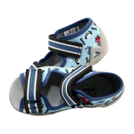 Pantuflas infantiles befado con velcro, azul 350P036 6