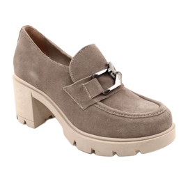 Lemar Elegantes zapatos brogue en el talón con decoración Harmell en beige plateado oscuro 2