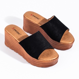 Zapatillas casa mujer cuña Shelovet ante negro 3
