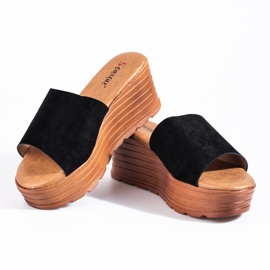 Zapatillas casa mujer cuña Shelovet ante negro 5