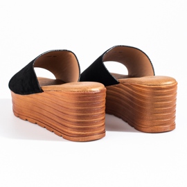 Zapatillas casa mujer cuña Shelovet ante negro 6