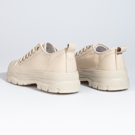 Zapatillas clásicas de mujer en la plataforma Shelovet. beige 5
